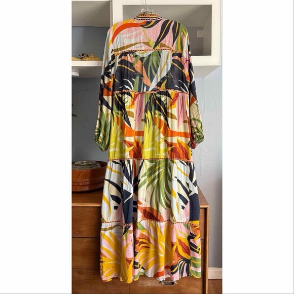 Anthropologie Conditions Apply Tiered Leaf Duster Kimono Jacket Topper - Picture 4 of 9